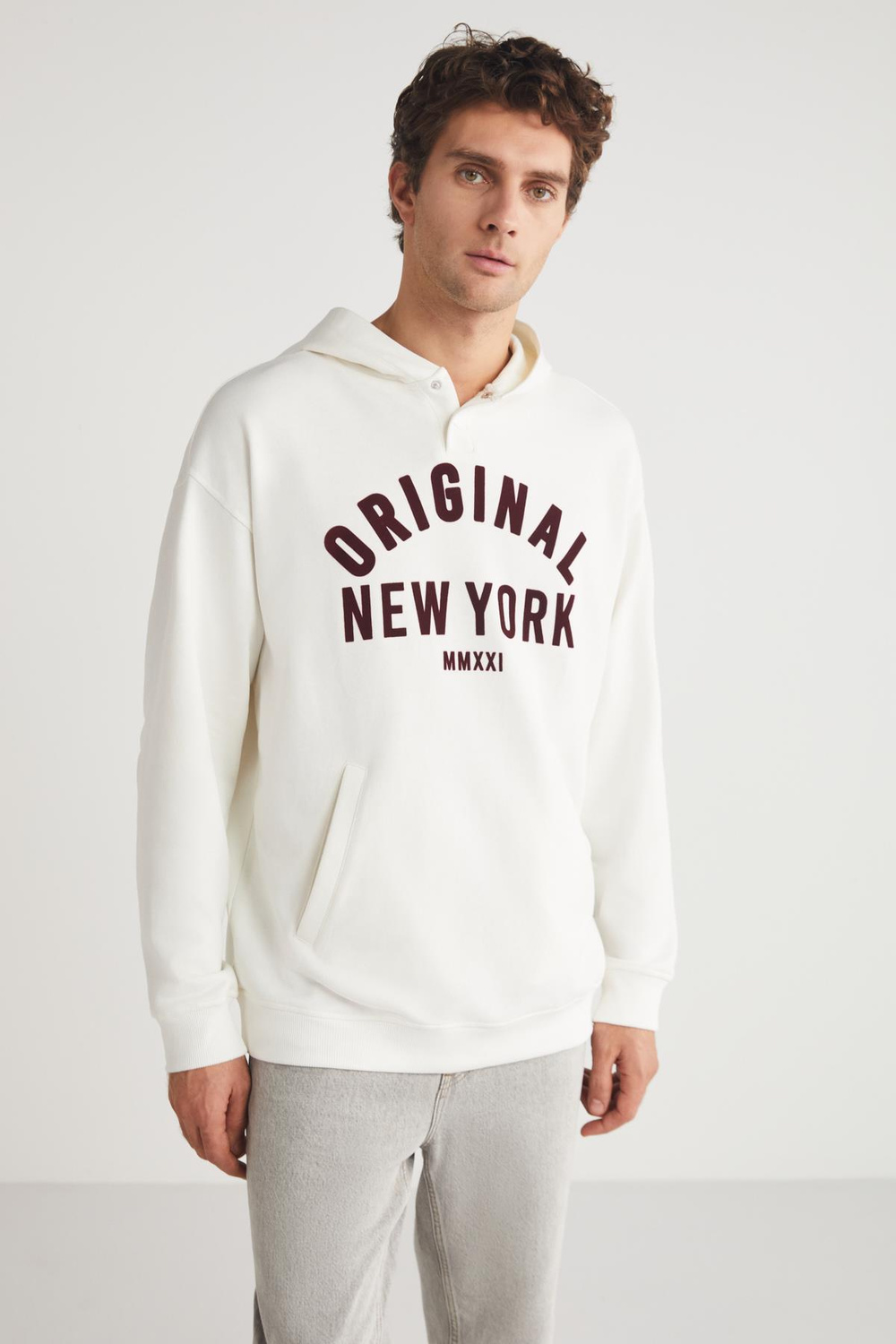 ALEKSI  Relaxed Ekru Tekli Sweatshirt