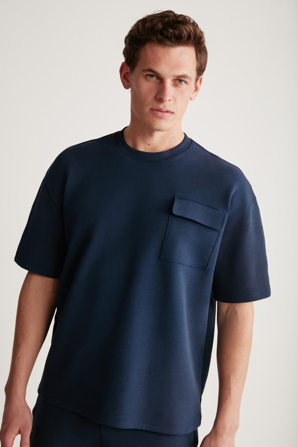 ARTUR  Oversize Lacivert Tekli T-Shirt