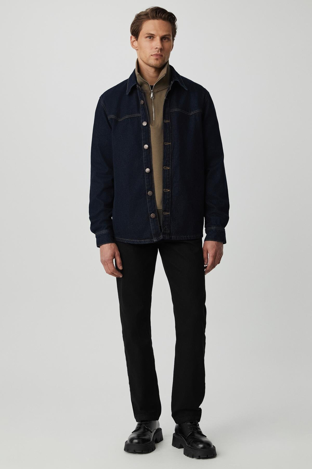 BORNA Erkek Denim Oversize Lacivert Ceket