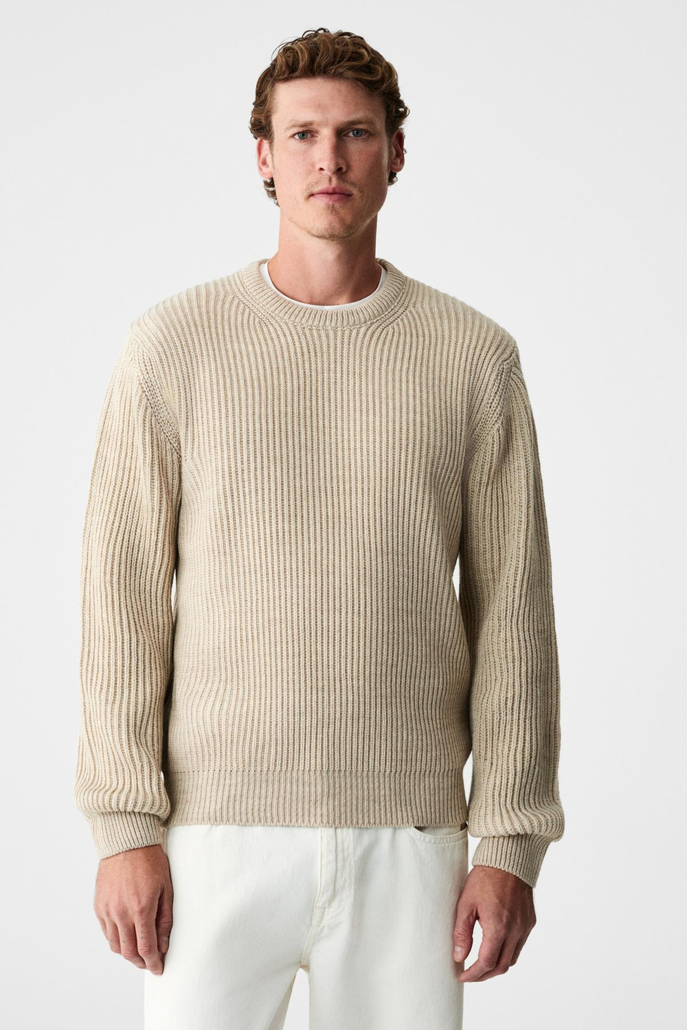 CABLIN Erkek Yuvarlak Yaka Regular Fit Triko Taş Rengi Kazak