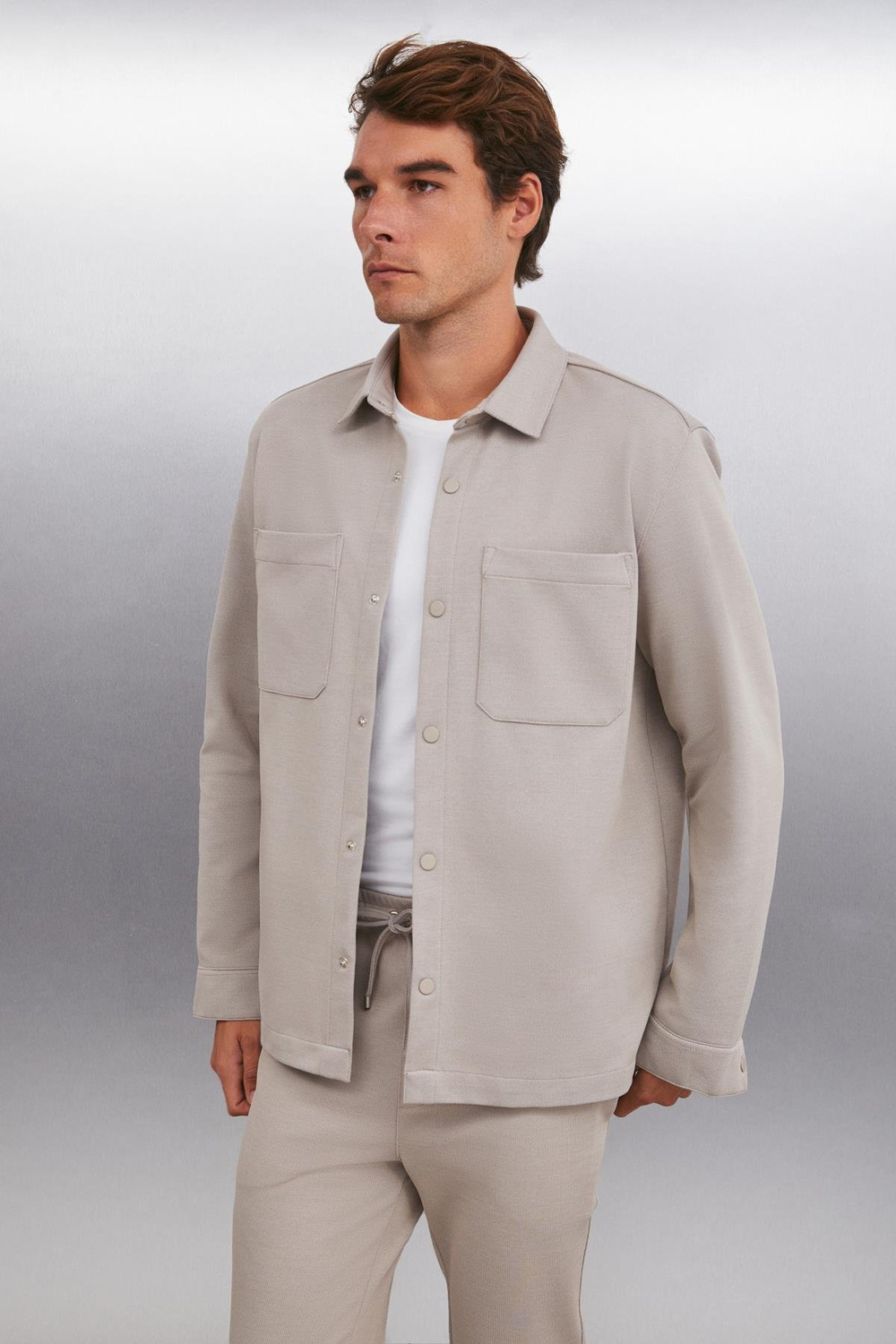 DERIAN  Regular Bej Tekli Gömlek