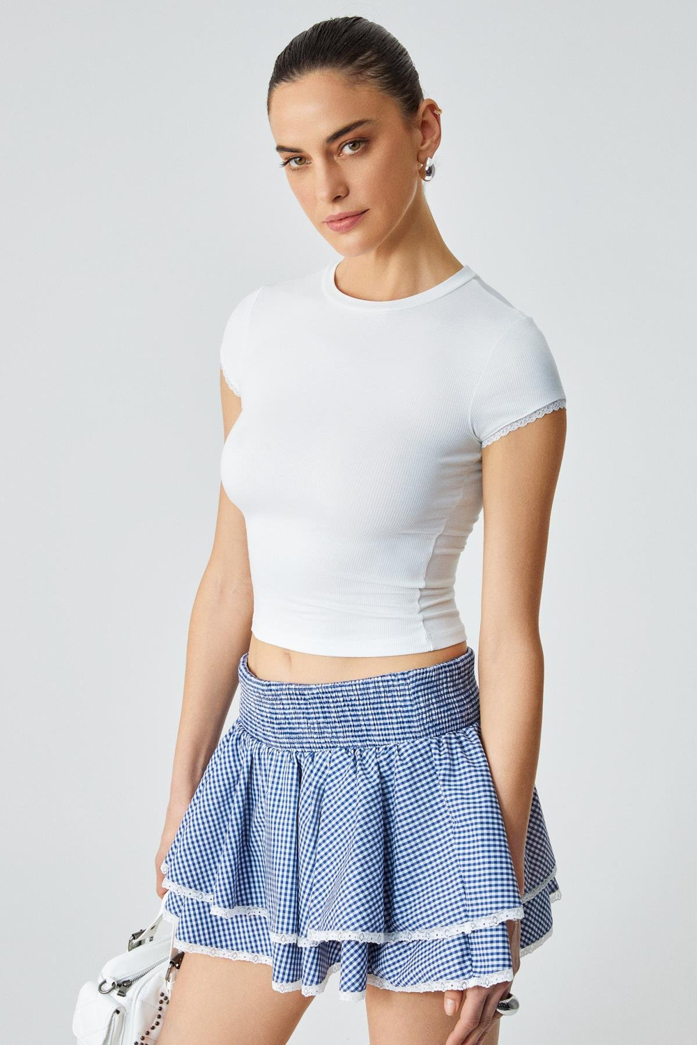 DULCE Kadın Slim Fit Kısa Kollu Beyaz T-Shirt