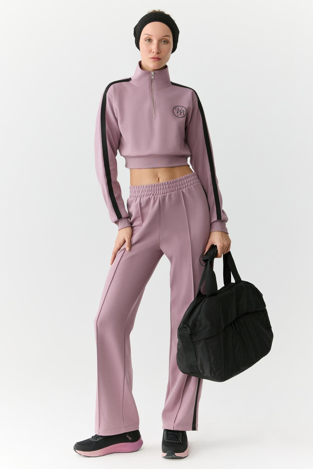 KIMIKO Kadın Beli Lastikli Relaxed Küçük Baskılı Gül Kurusu Eşofman Altı