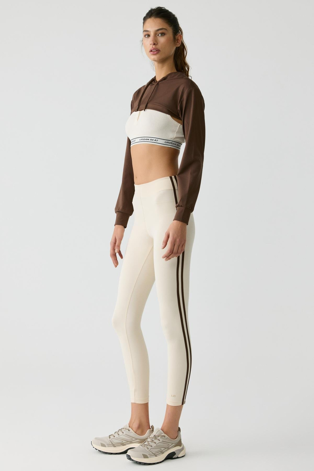 LOLITA Kadın Yanı Şeritli Biyeli Yumuşacık Ekru Tayt