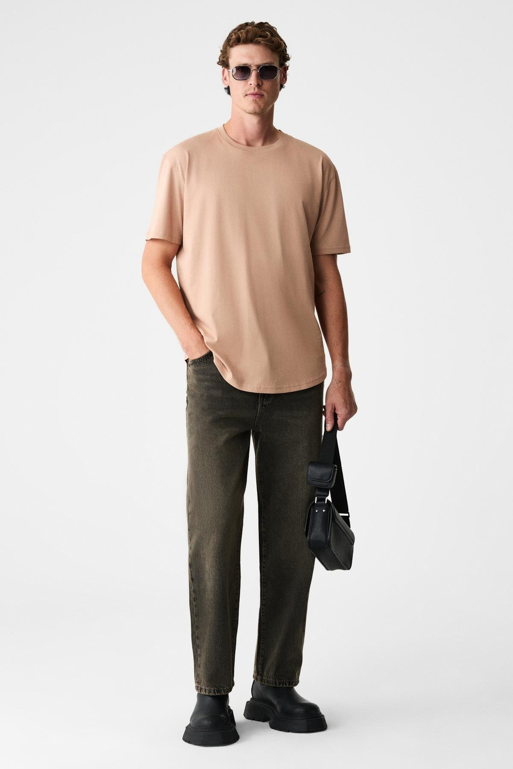 MONO Erkek Organik Pamuklu Bisiklet Yakalı Kısa Kollu Regular Fit Somon T-Shirt