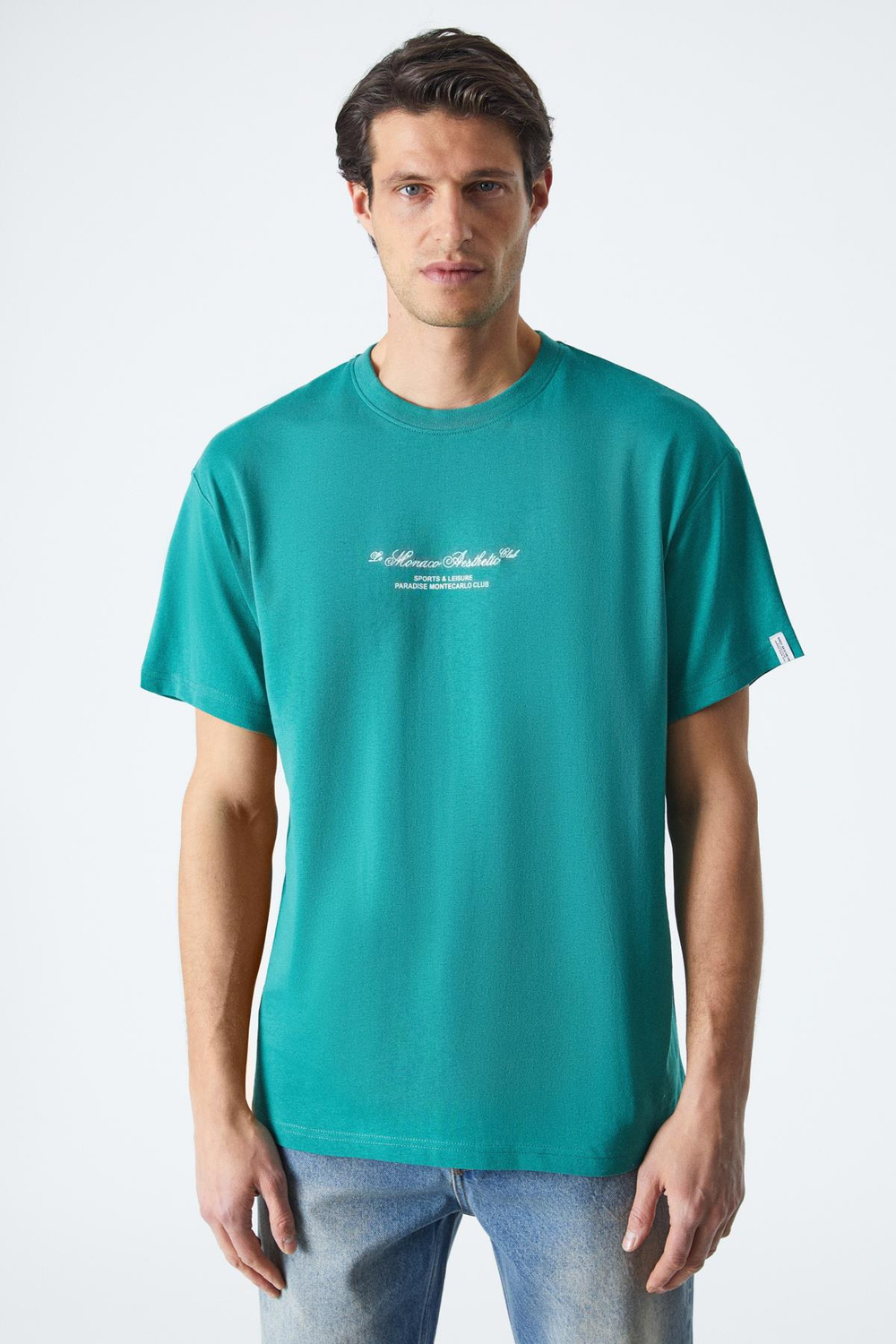 MONTECARLO Erkek Oversize Fit Kolej Yeşili T-Shirt