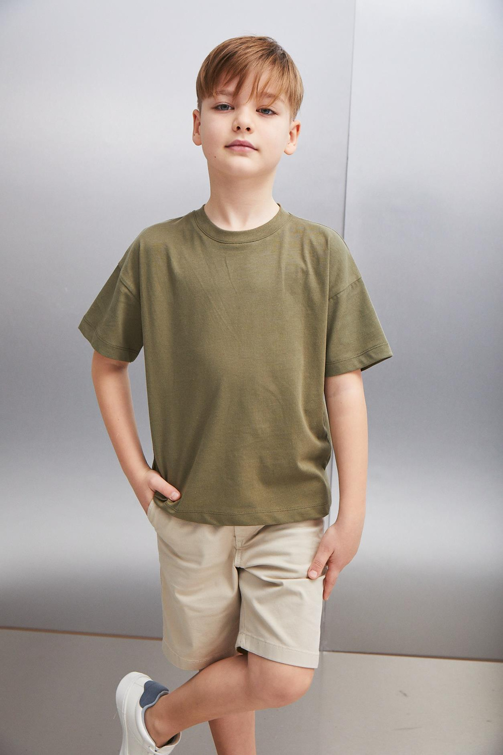 OCTAVE  Oversize Haki Tekli T-Shirt