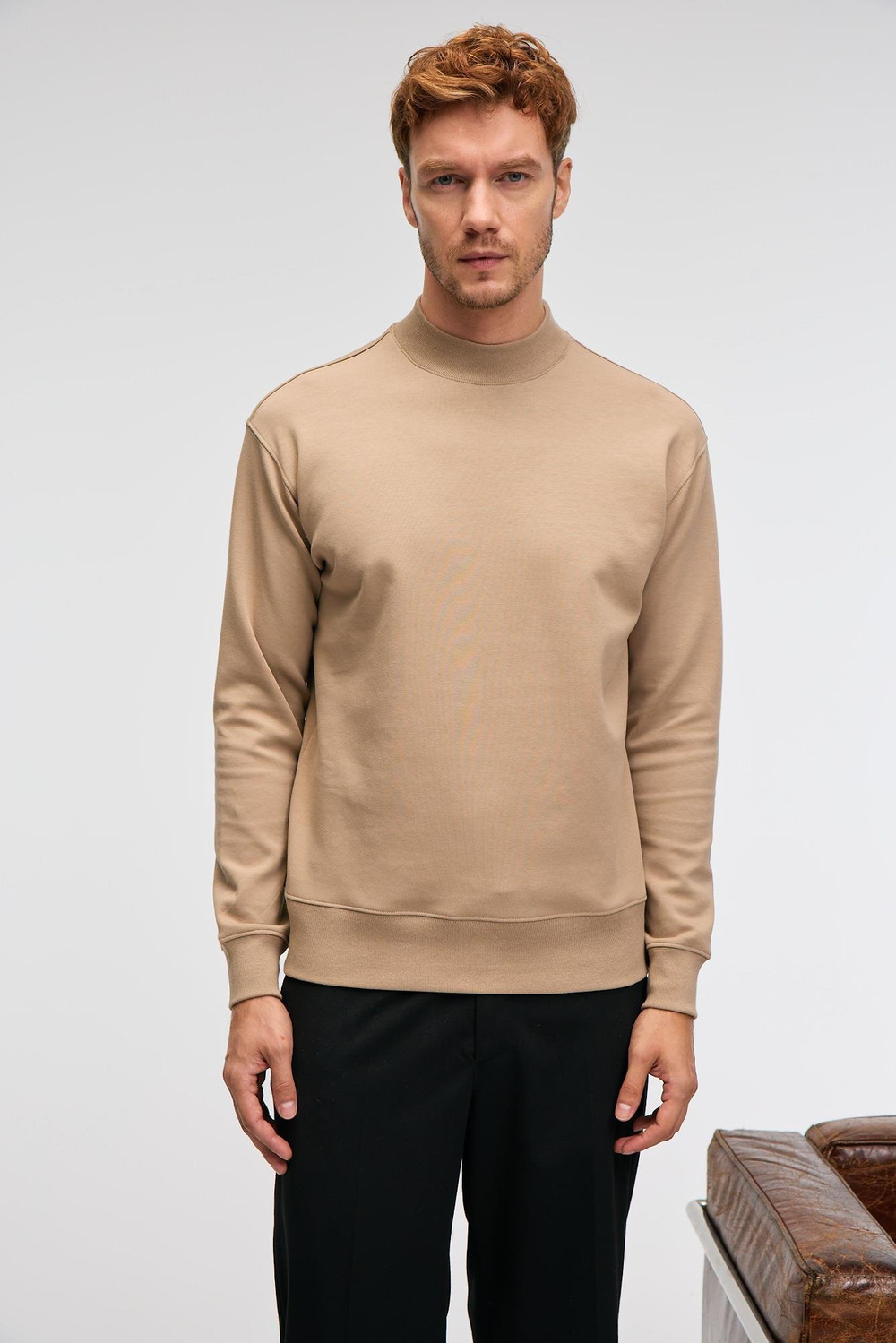 QUILLA Erkek Yarım Balıkçı Basic Bej Sweatshirt