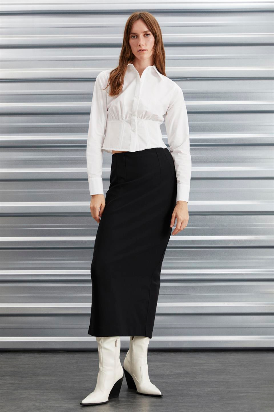 ROSETTA  Regular Siyah Tekli Etek