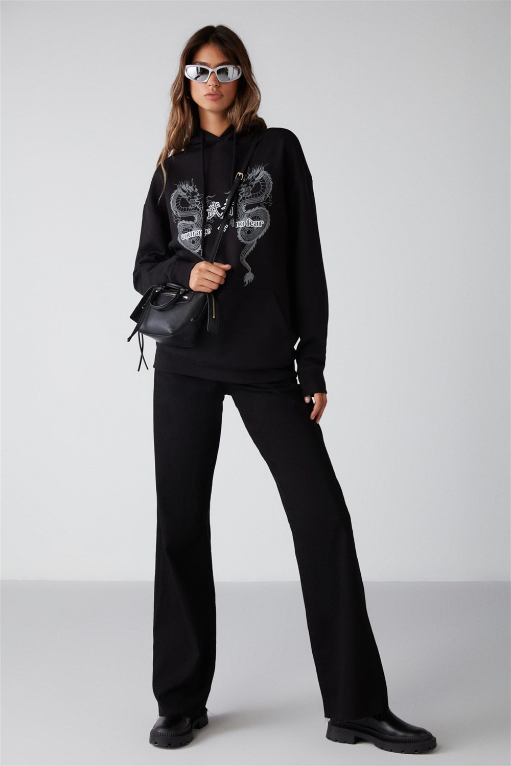 TERESIA Örme Relaxed Siyah  Sweatshirt