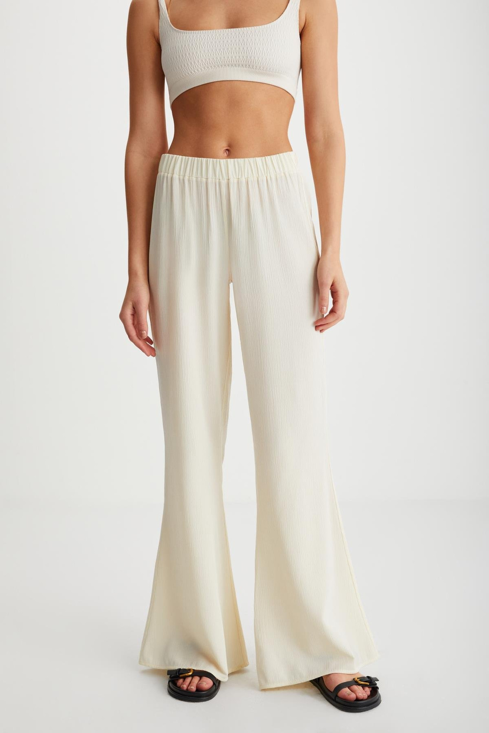 VALDIS Uzun Slim Ekru Tekli Pantolon