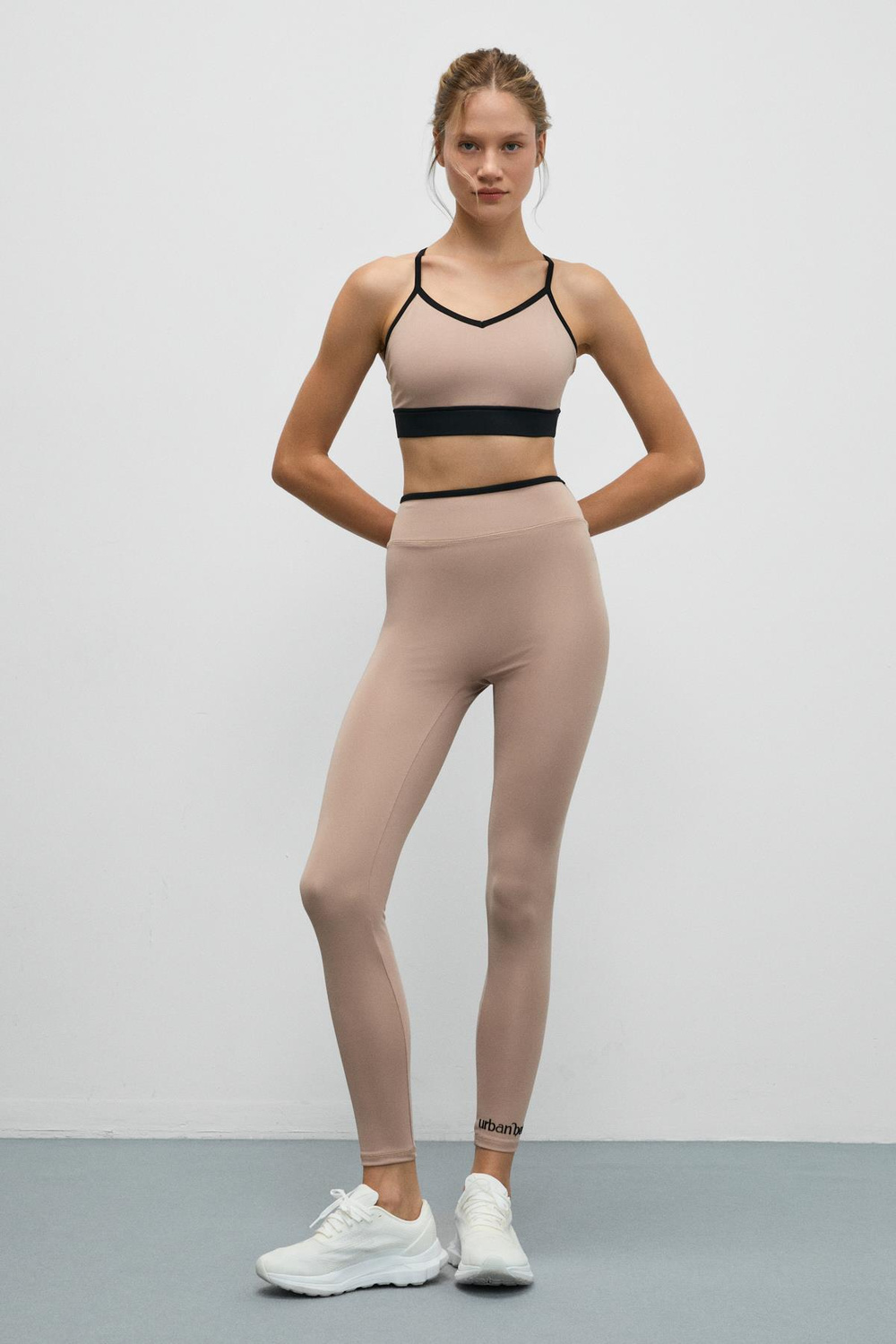 VELTREN Kadın Esnek Ve Yumuşak Dokulu Kontrast Biyeli Vizon Tayt