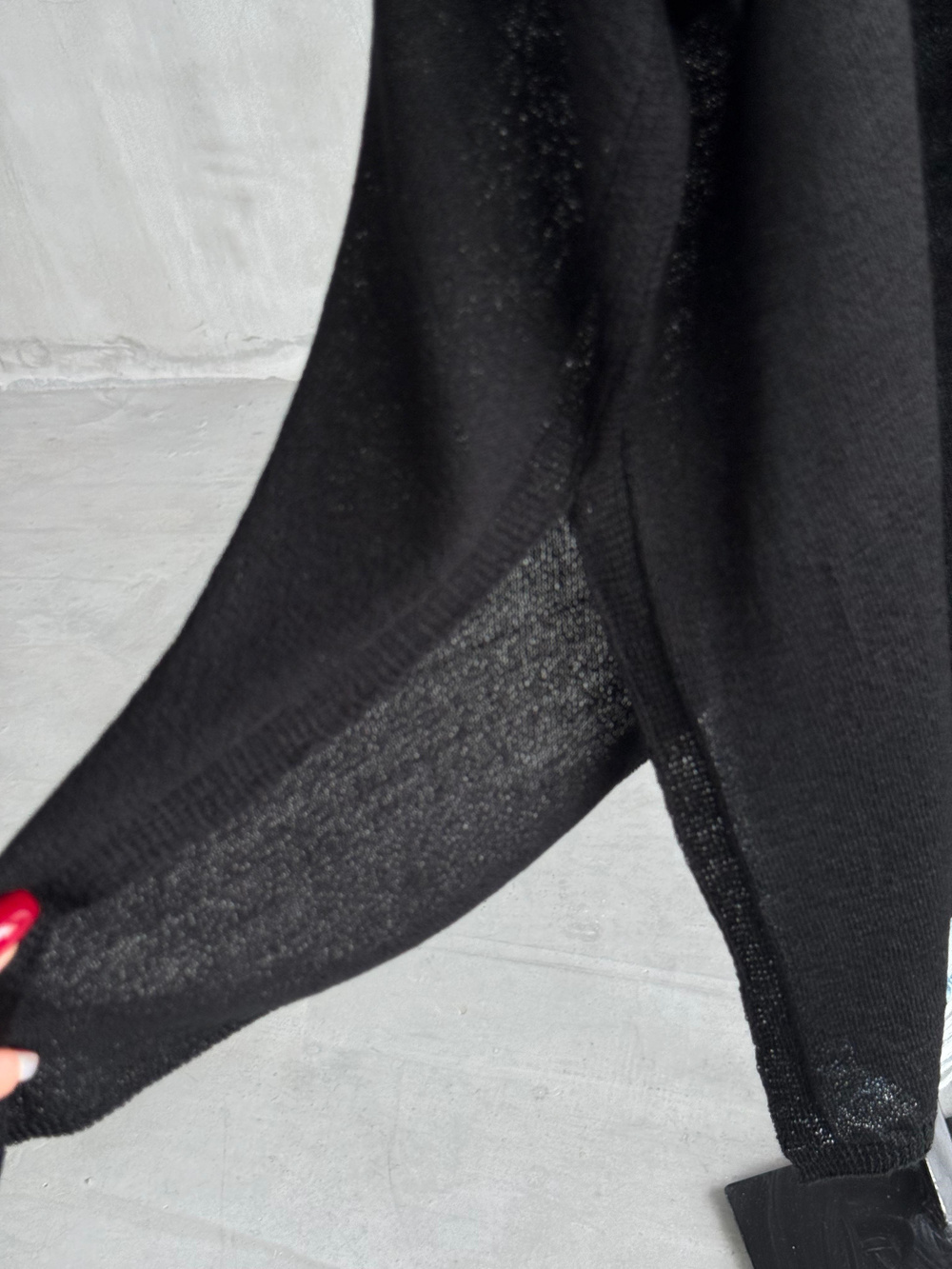 Basic Oversize Merserize Yan Yırtmaç Triko (Siyah)