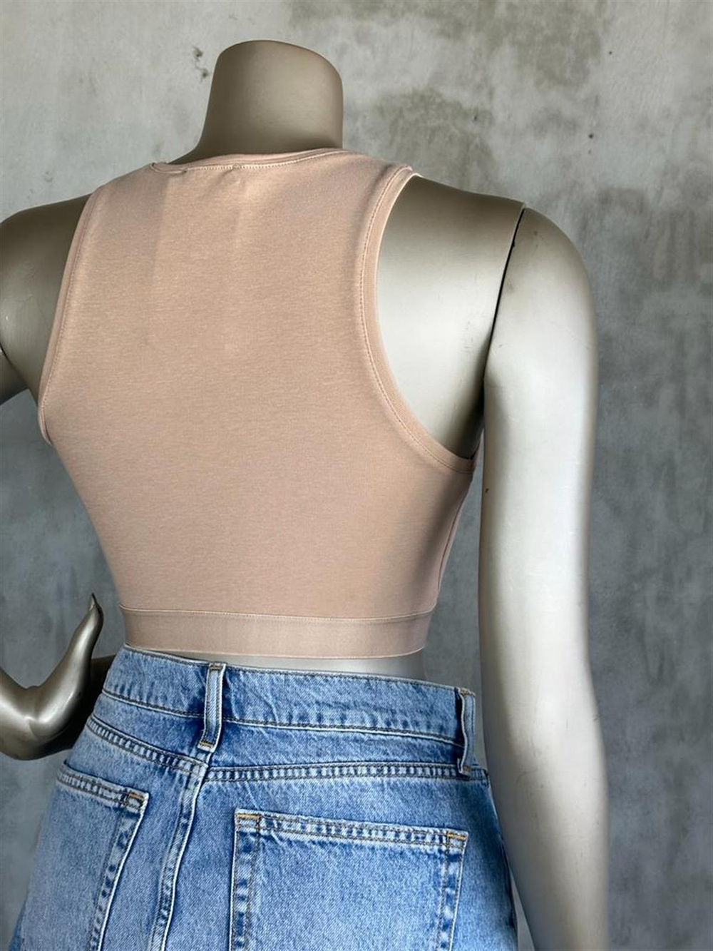 Belden Lastikli Dilvin Crop Top (Siyah/Beyaz/Bej)