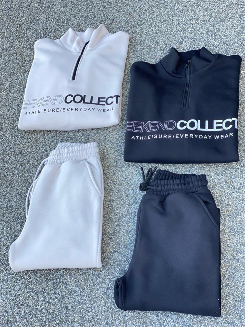BOĞAZ FERMUARLI SWEATSHİRT JOGGER PANTOLON TAKIM (SİYAH)