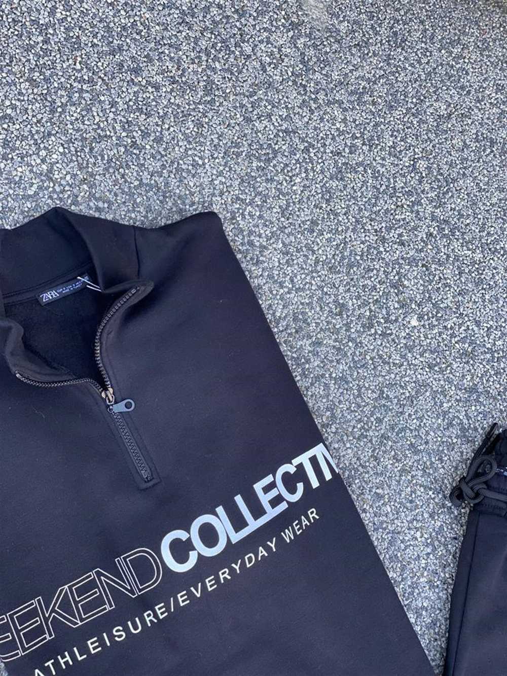 BOĞAZ FERMUARLI SWEATSHİRT JOGGER PANTOLON TAKIM (SİYAH)