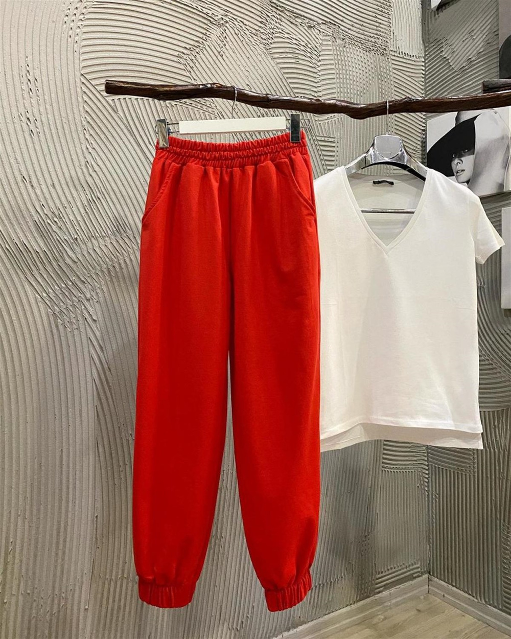 Boyfriend Model Yazlık Penye Tok Kumaş Eşofman Pantolon (KIRMIZI)