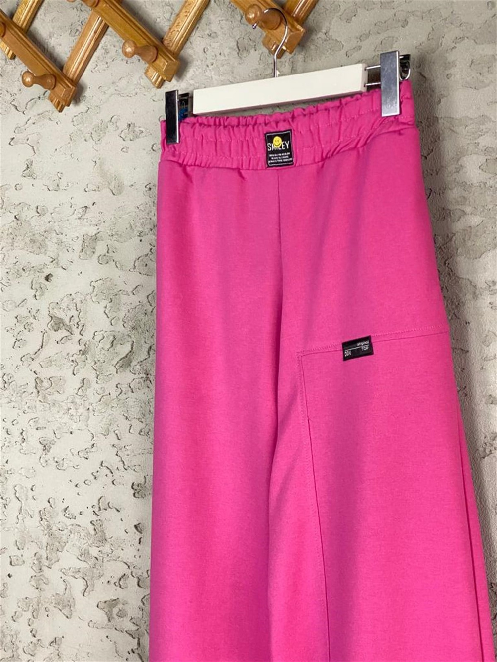 Çıtçıt Detaylı Bol Paça Pantolon (Pembe)