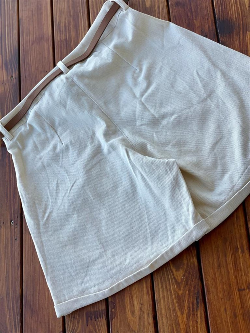 Coton Kumaş Şort (Bej)