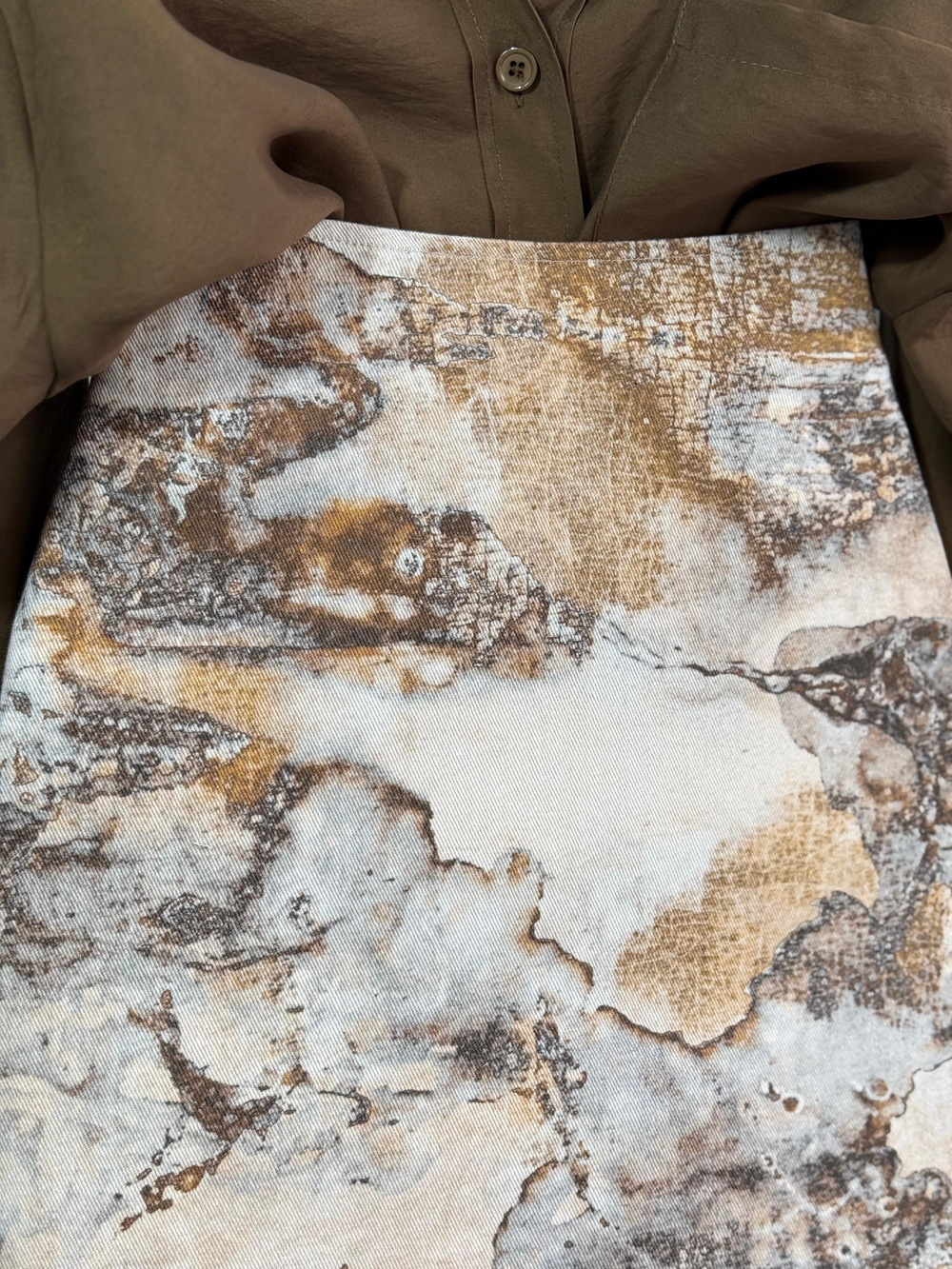 Desenli Gabardin Etek (Sarı)