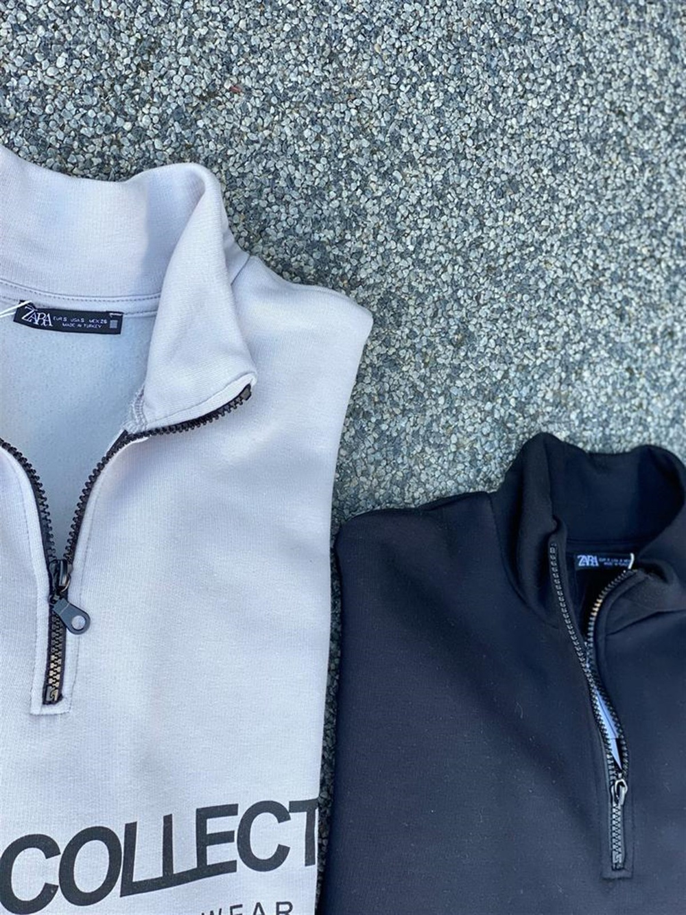 Dik Yaka Fermuarlı Siyah Sweatshirt