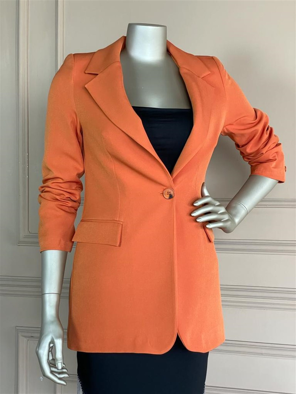 Düğme Detaylı Blazer Ceket (Kiremit)