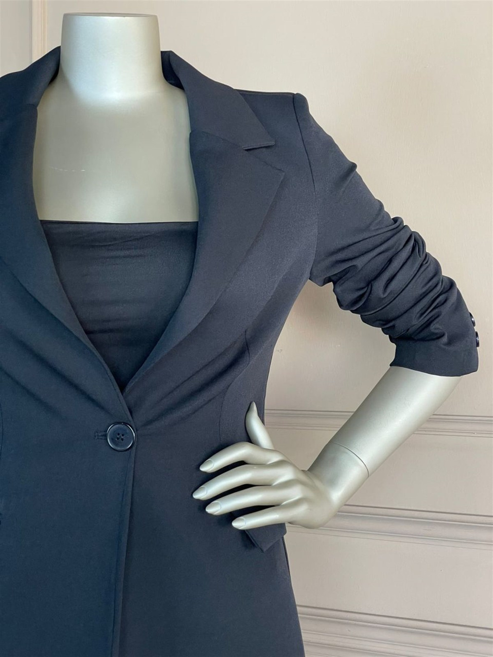 Düğme Detaylı Blazer Ceket (Siyah)