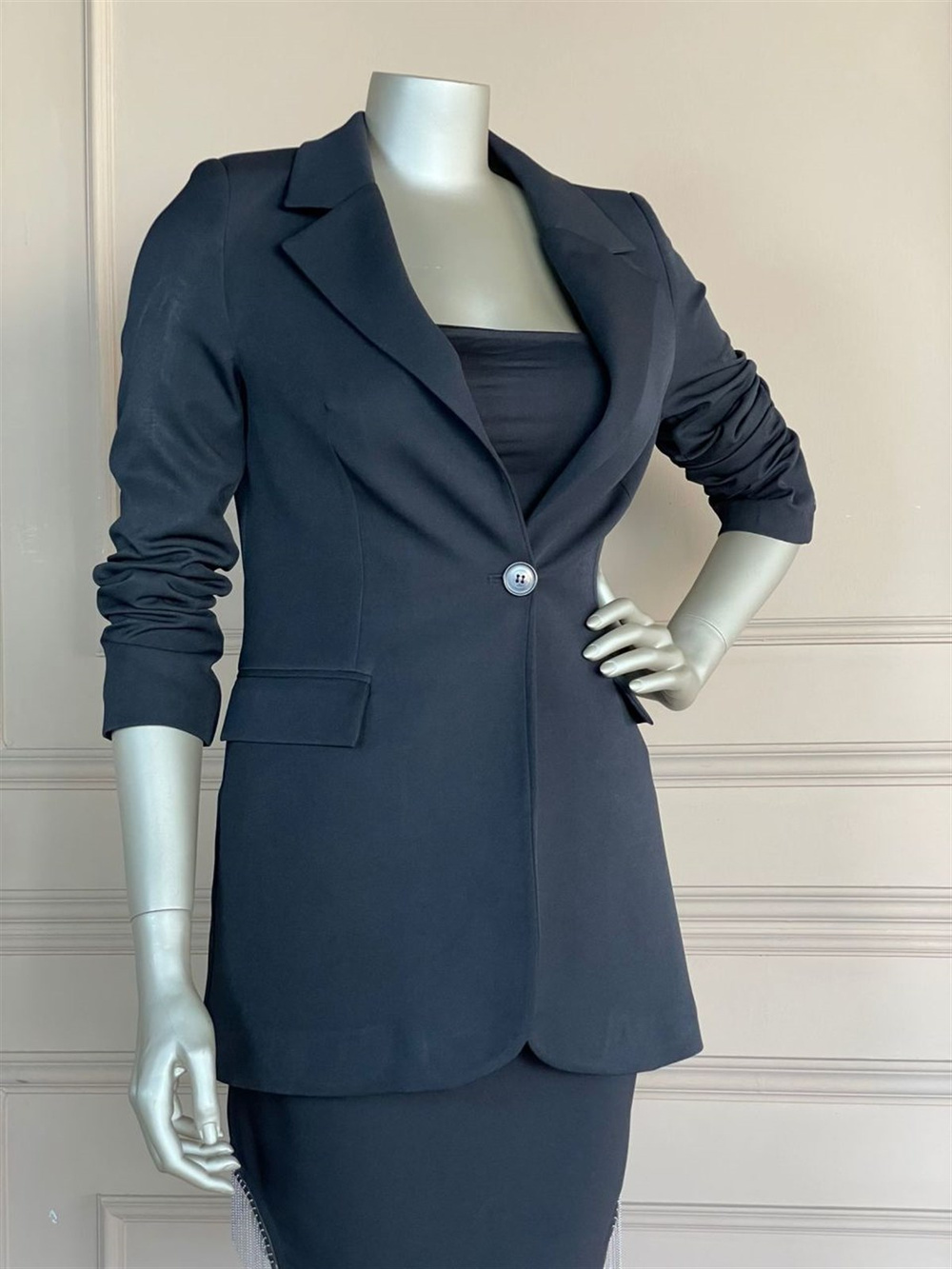 Düğme Detaylı Blazer Ceket (Siyah)