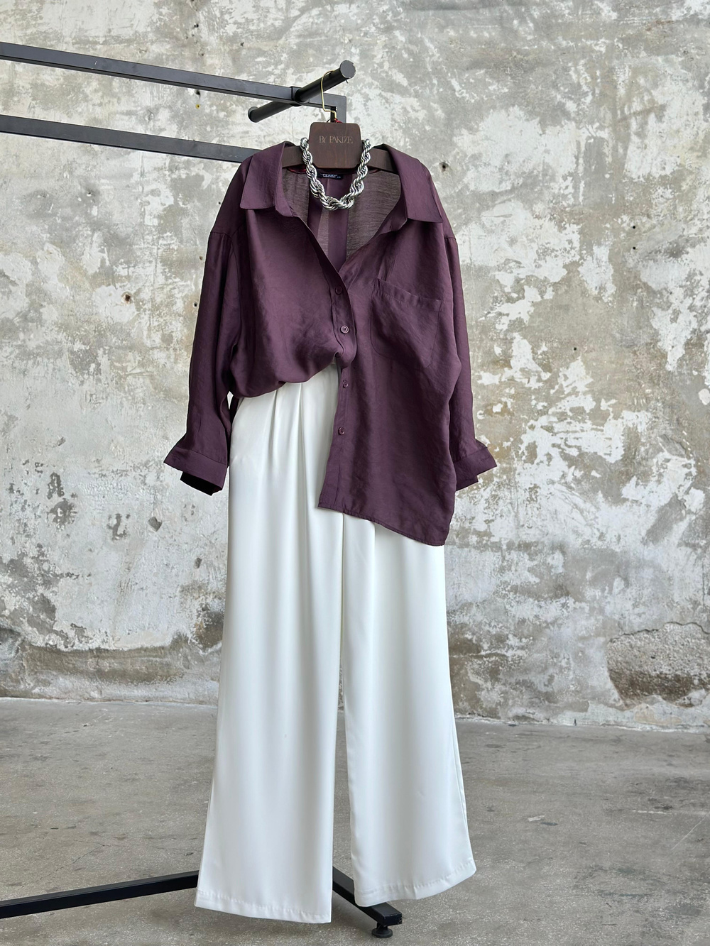 Düşük Omuzlu Oversize Gömlek (Mürdüm)