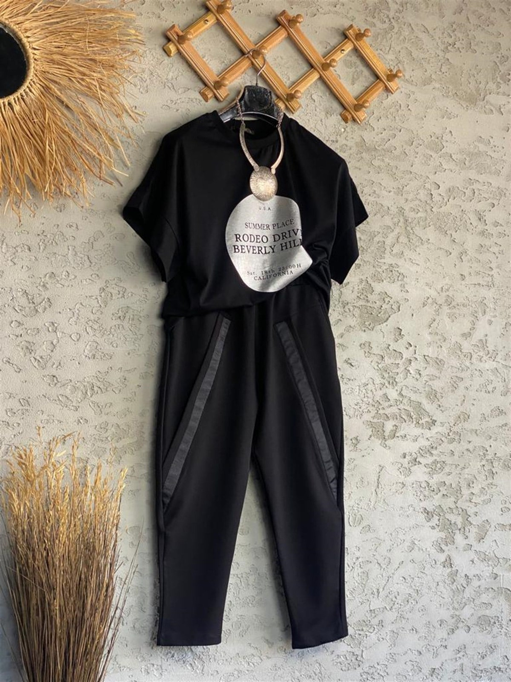 Garnili Tasarım Model Cepli Pantolon (Siyah)