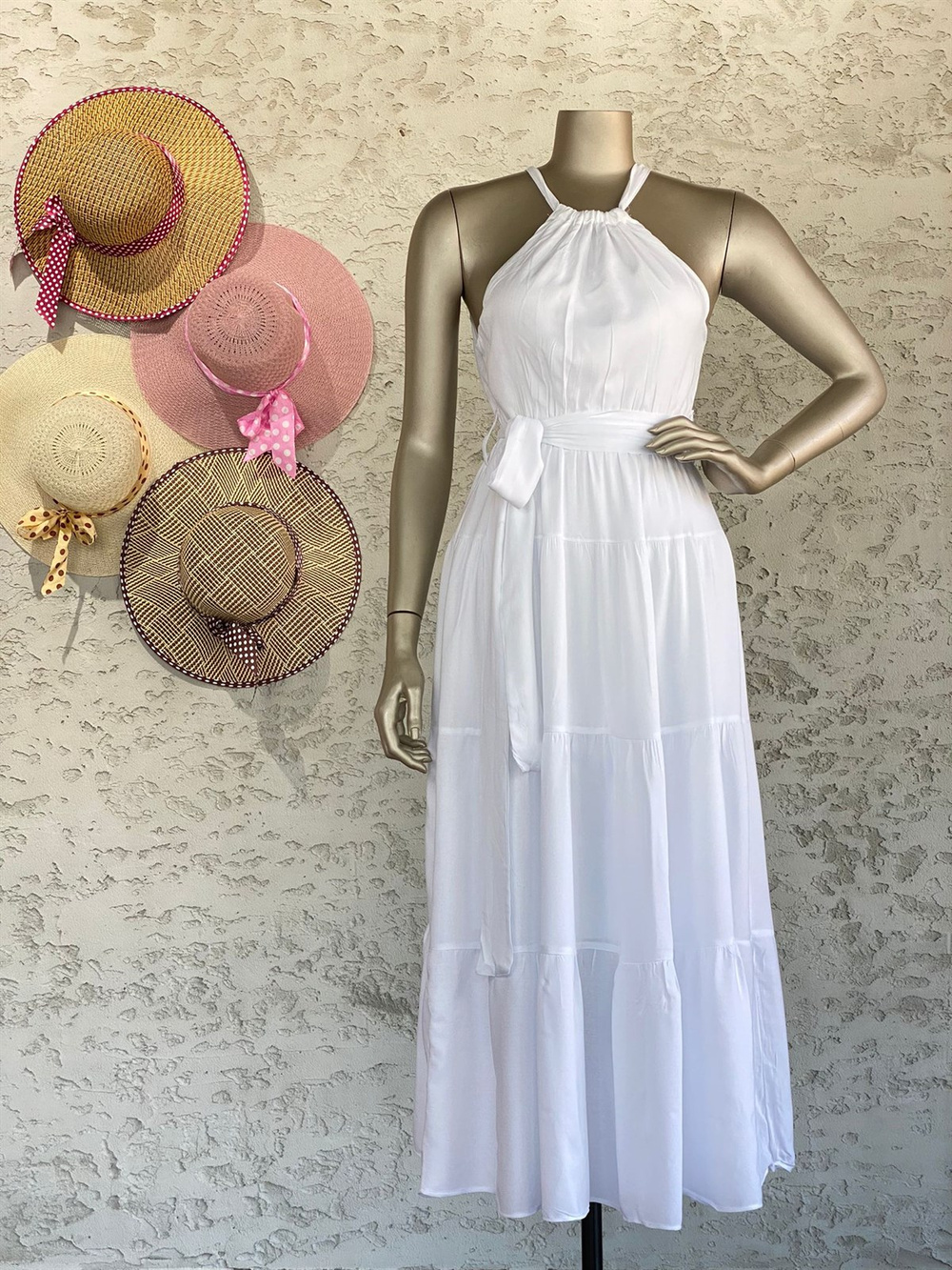 Halter Yaka Elbise (Beyaz)