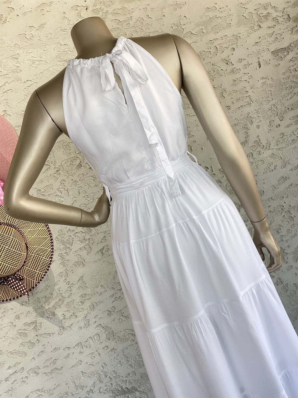 Halter Yaka Elbise (Beyaz)