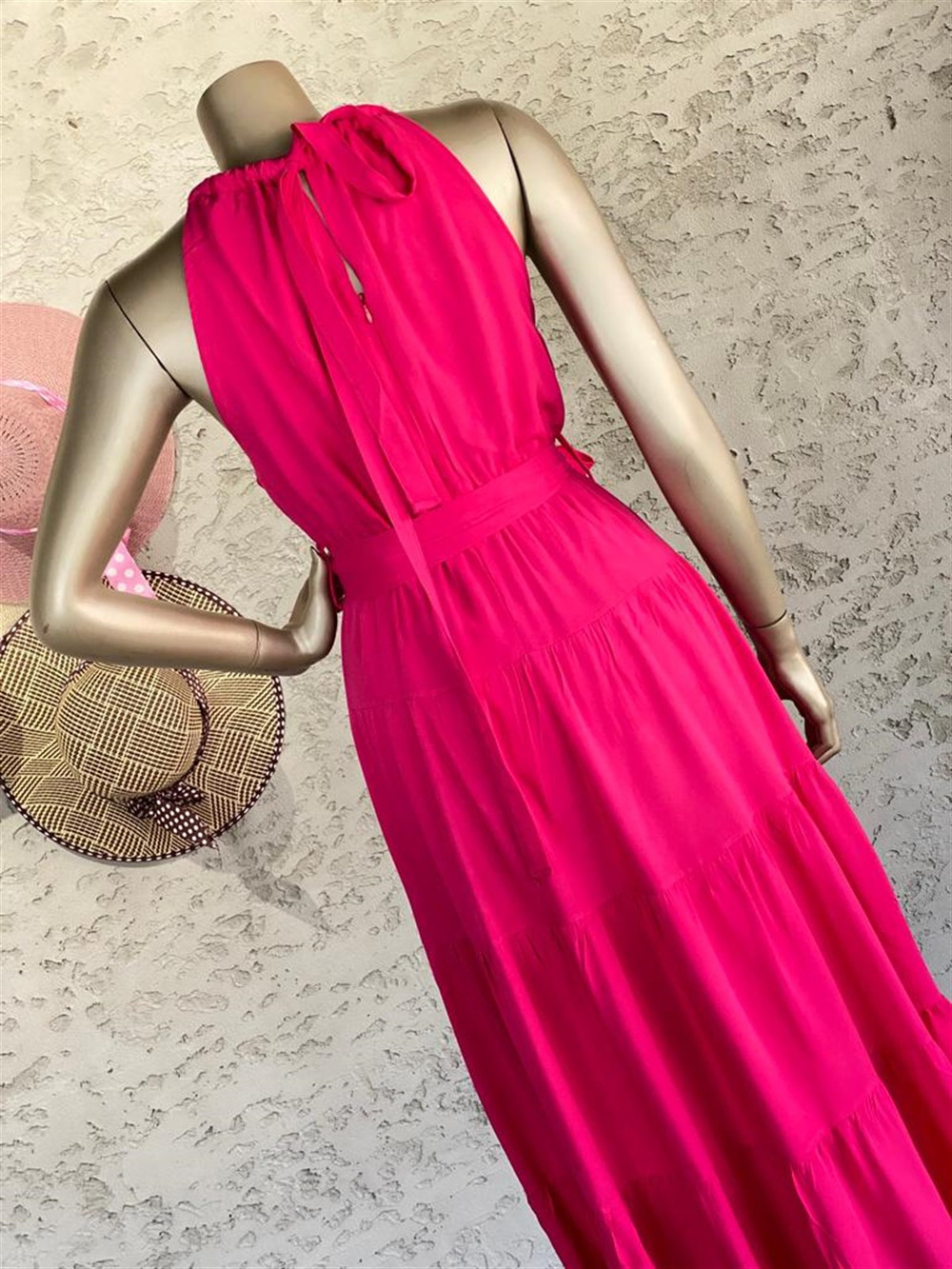 Halter Yaka Elbise (Pembe)