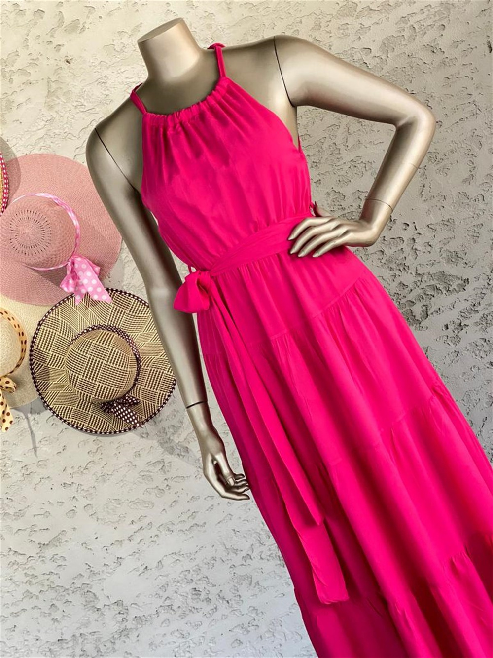 Halter Yaka Elbise (Pembe)