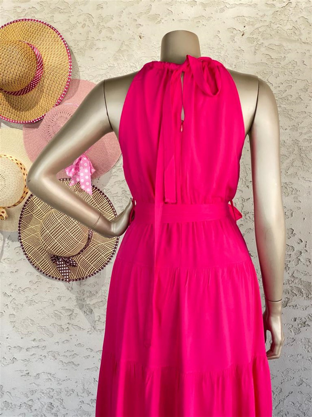 Halter Yaka Elbise (Pembe)