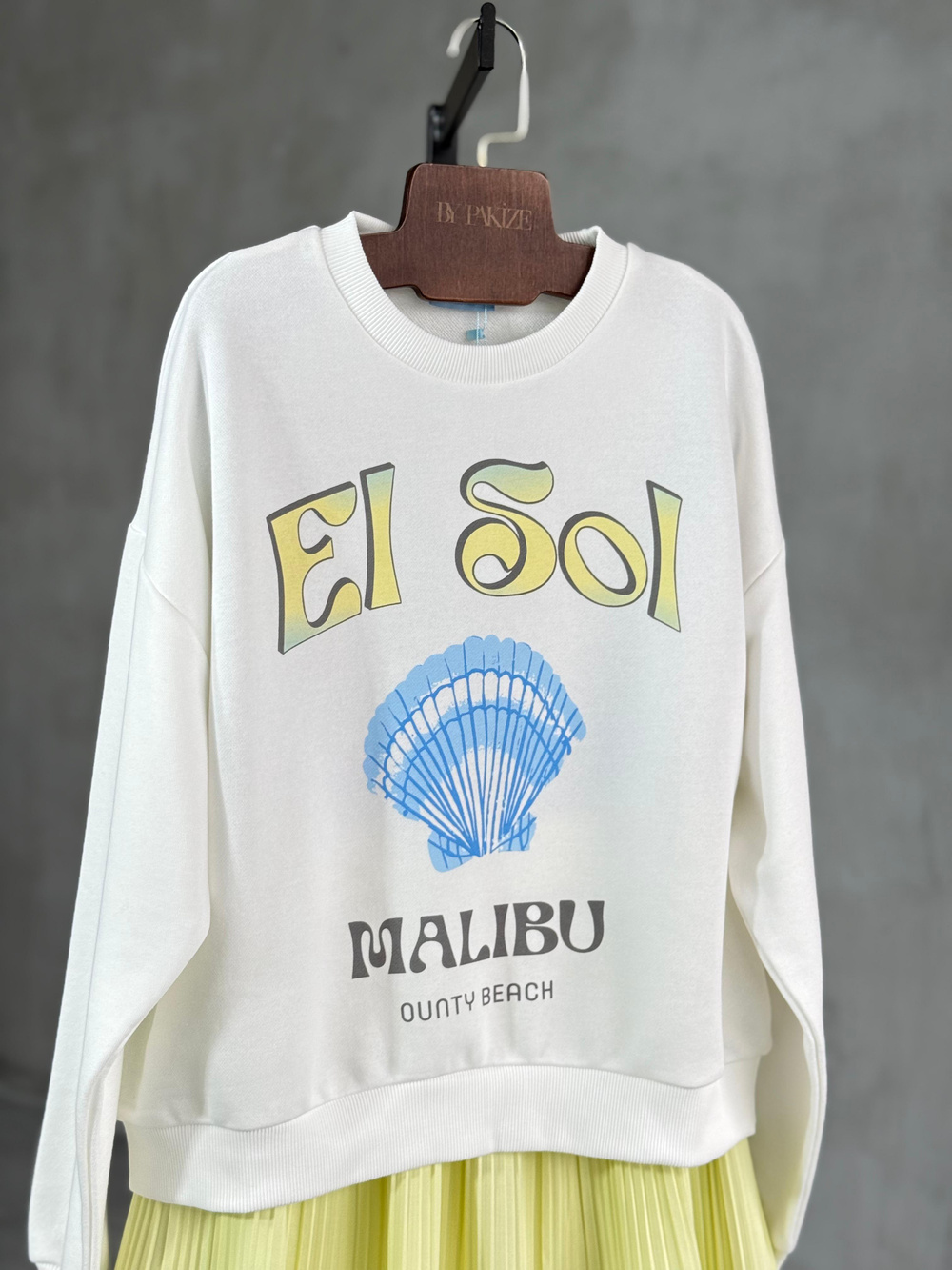 İstiridye Baskılı Sweat (Ekru)