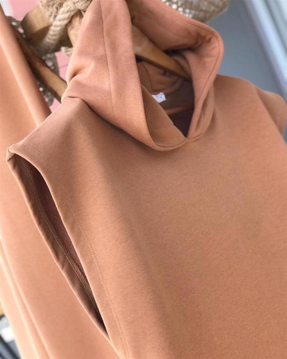 Kapşonlu İki İplik Penye Kumaş Eşofman Takımı (CAMEL)