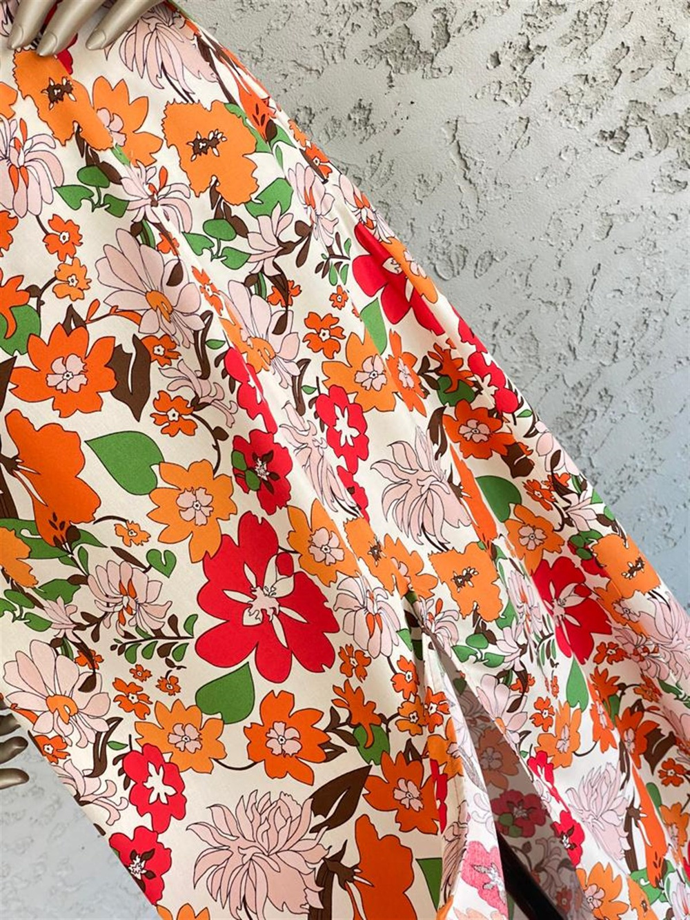 Kare Yaka Sunflower Elbise (Oranj)