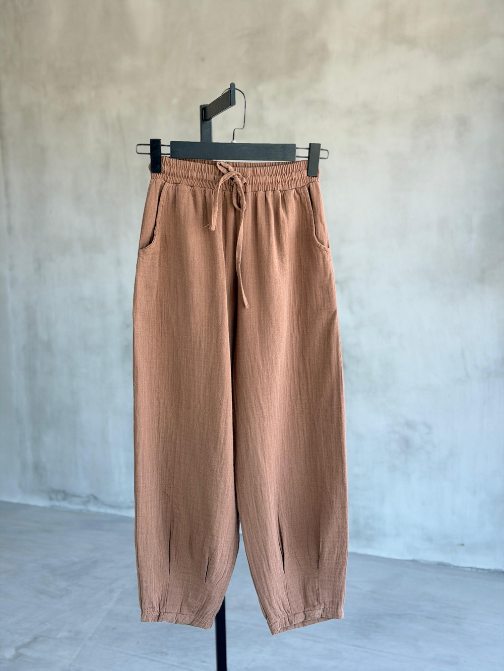 Doğal Müslin Şalvar Pantolon (Sütlü Kahve)