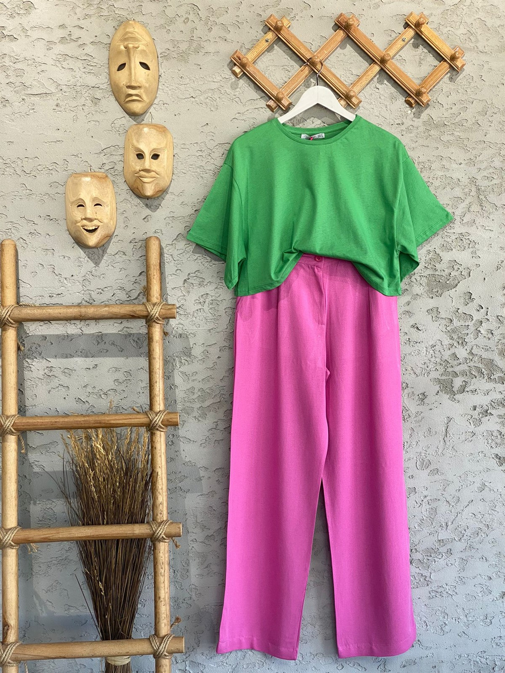 Keten Palazzo Pantolon (Pembe)