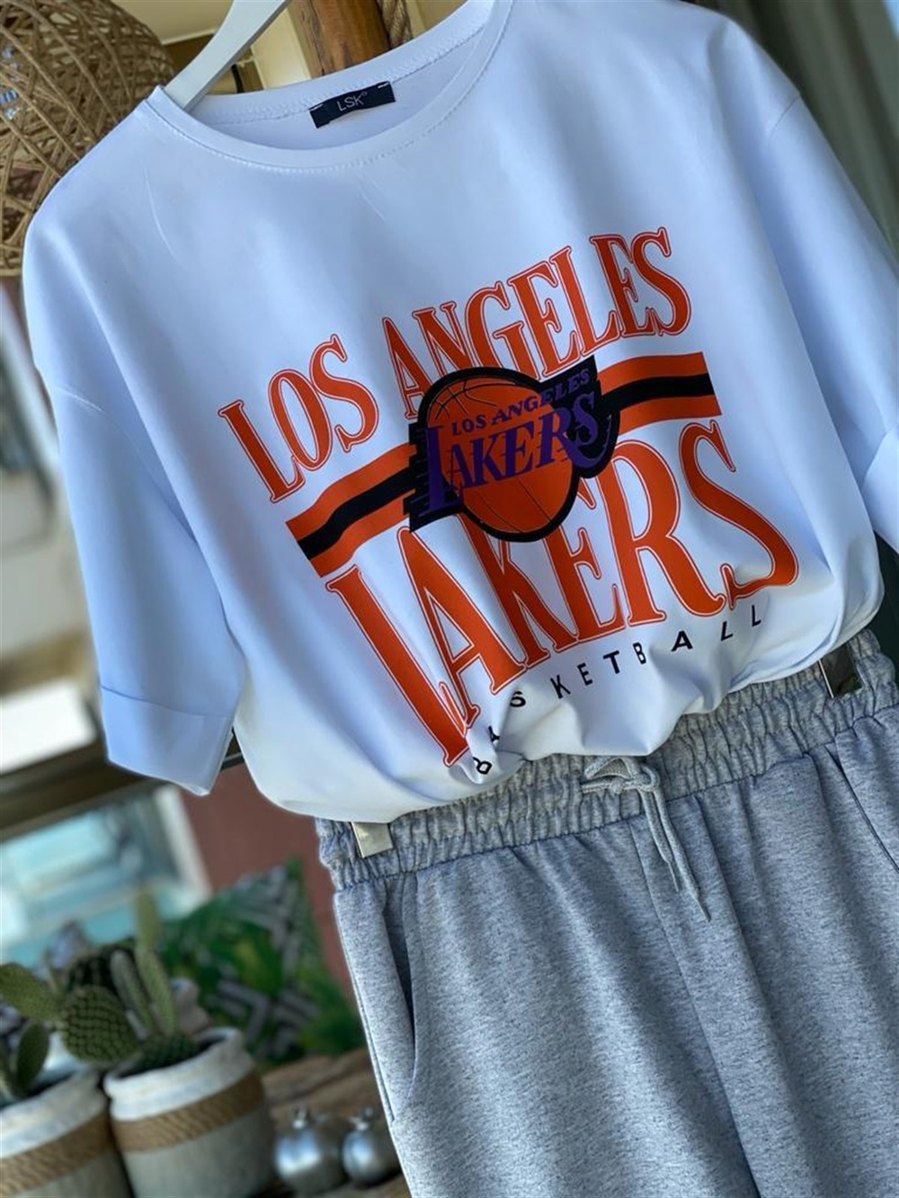 Los Angeles Basic Tshirt  (BEYAZ)