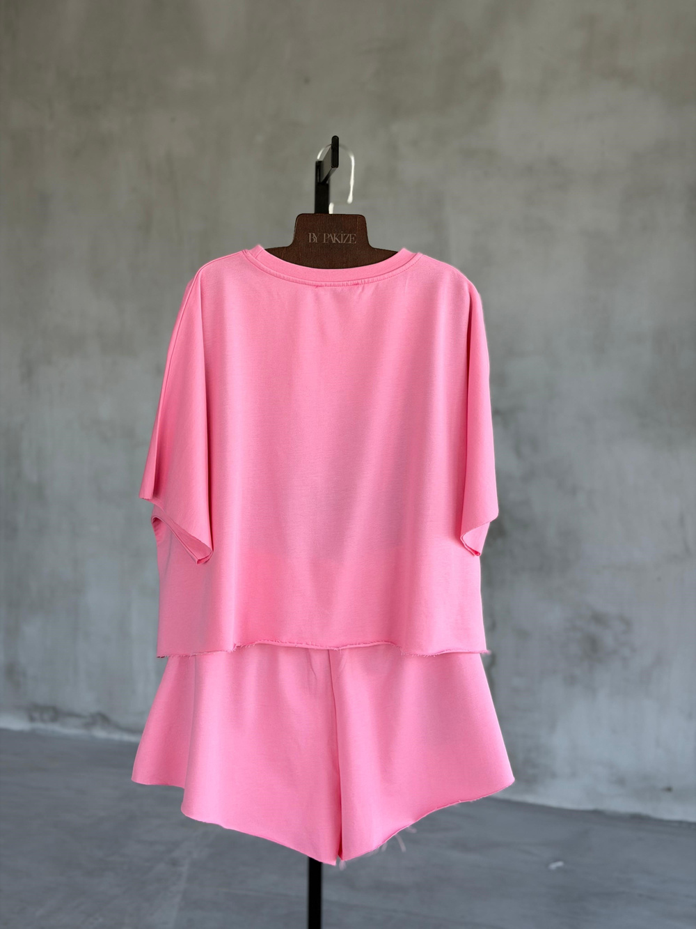 Los Angeles Yazı Baskılı Oversıze Takım (Pembe)