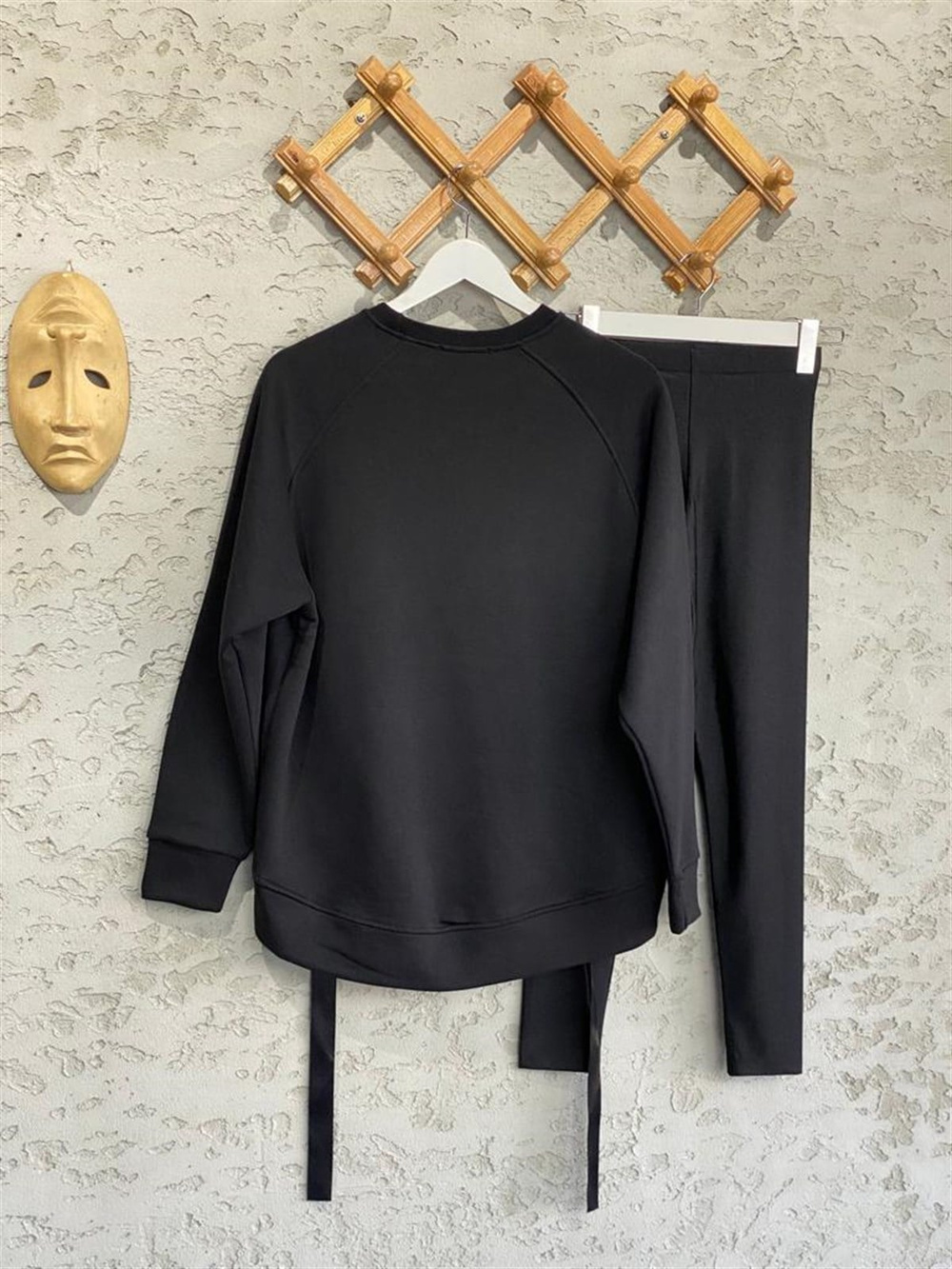 Önü Büzgülü Şardonlu Sweat (Siyah)
