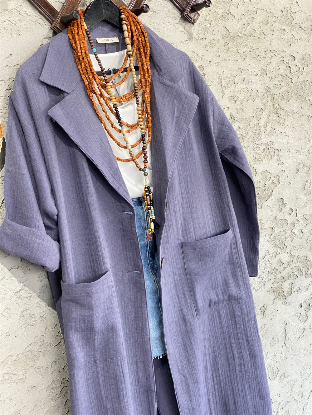 Oversize Müslin Ceket (İndigo)