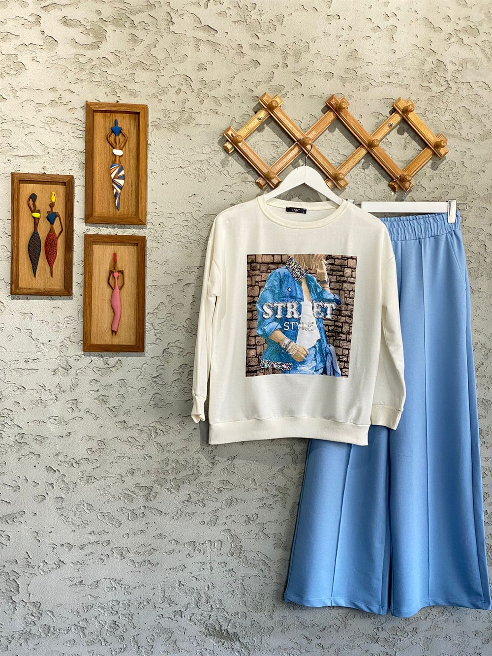 Oysho Ön Çimali Bol Paça Eşofman (Bebe Mavisi)