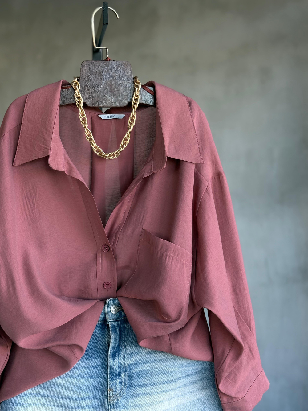 Premium Düşük Omuzlu Oversize Gömlek (Gül Kurusu)