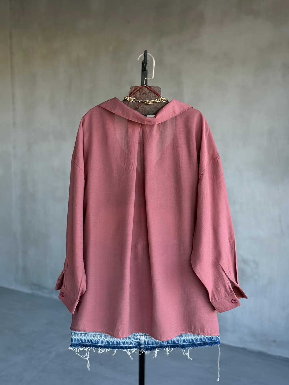Premium Düşük Omuzlu Oversize Gömlek (Gül Kurusu)