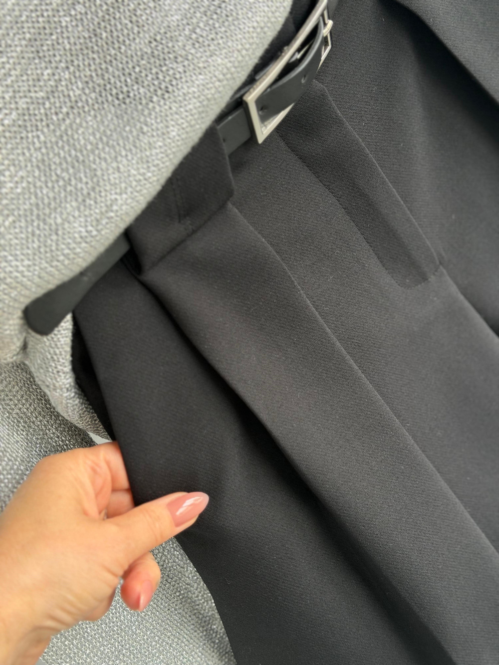Premium Kemerli Kumaş Şort (Siyah)