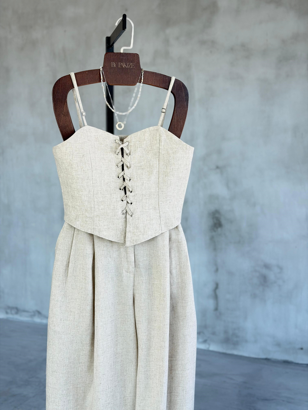 Premium Keten Korse Form Bustiyer Takım (Taş)