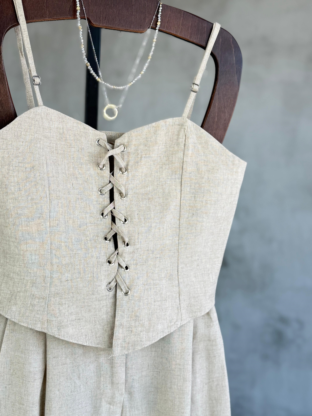 Premium Keten Korse Form Bustiyer Takım (Taş)